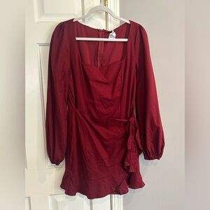 Princess Polly Burgundy Long-Sleeve Dress